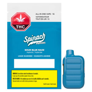 Spinach  Pufferz - Sour Blue Razz Liquid Diamonds Disposable Vape - 1g