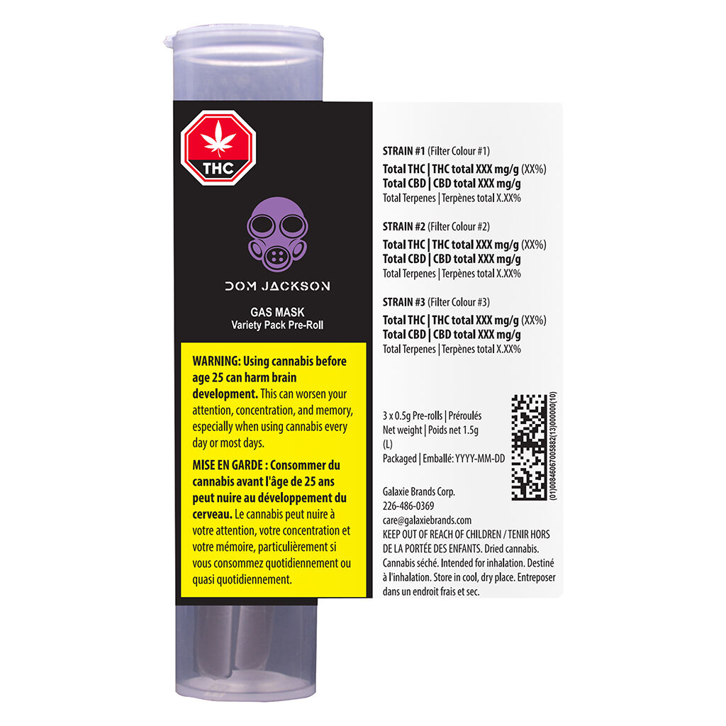 Dom Jackson - Gas Mask - Variety Pack Pre-Rolls - 3x0.5g - Image 2