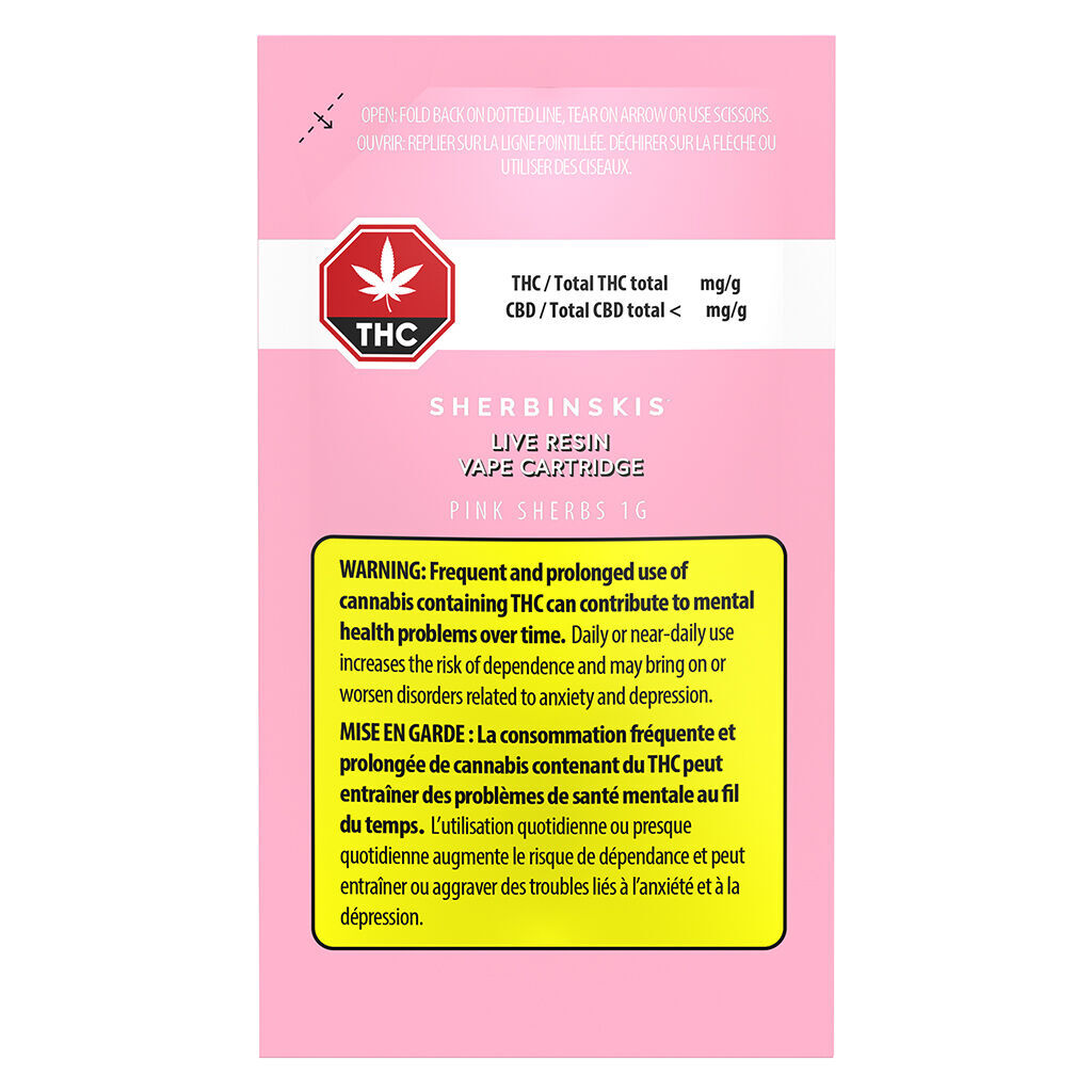 Sherbinskis - Pink Sherbs Live Resin 510 Thread Cartridge - 1g - Image 2
