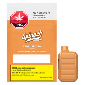 Spinach Pufferz - Peach Iced Tea All-in-One Liquid Diamonds Vape - 1g